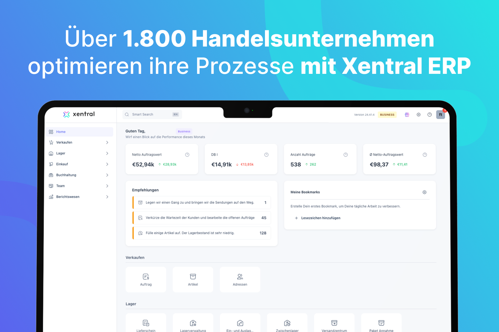 screenshot of Xentral Software